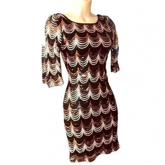 Gold Black & Brinze Sequin Dress- BEAUTIFUL❤️ - Picture 2 of 16